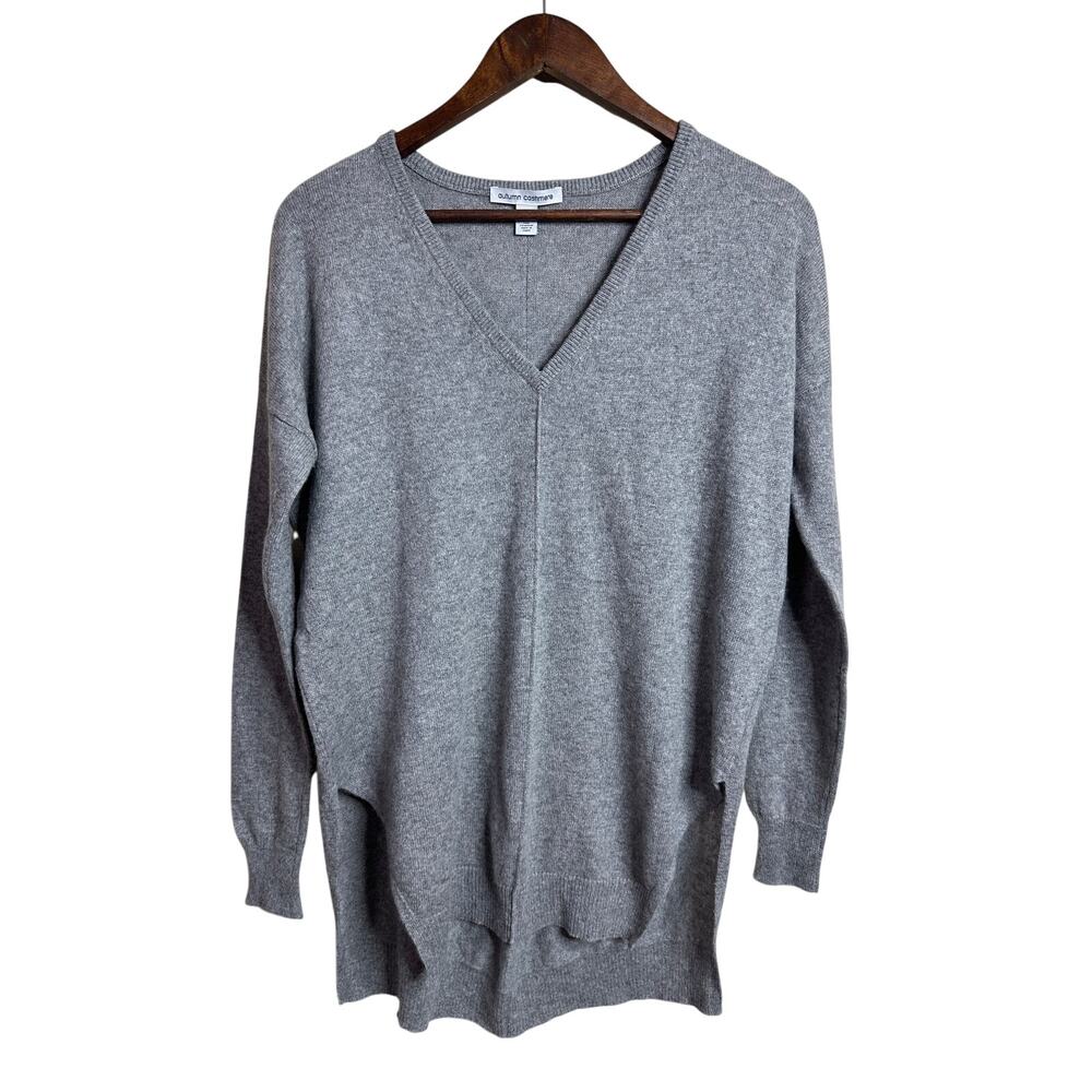 Autumn Cashmere 100% Cashmere Oversized V-Neck Tunic Sweater High-Low size XS